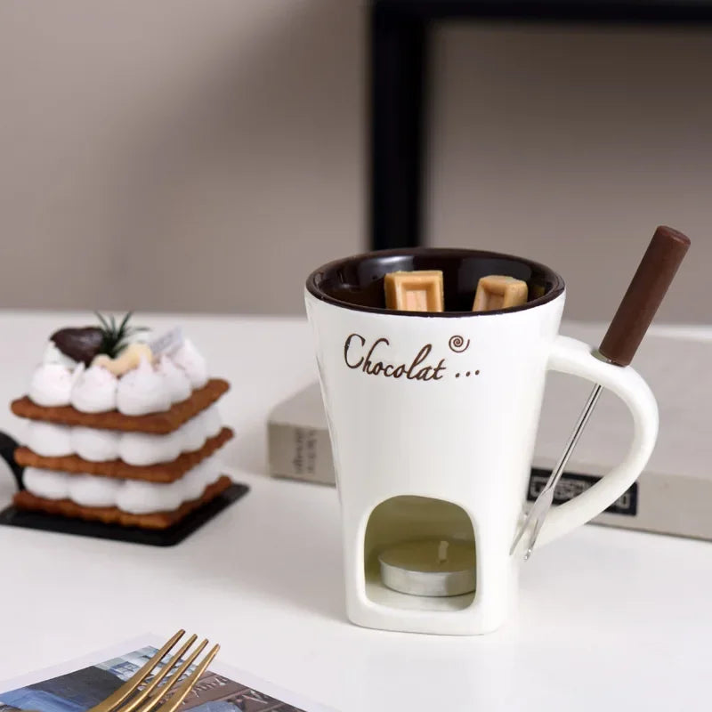 Kubek do fondue, wzór Biały